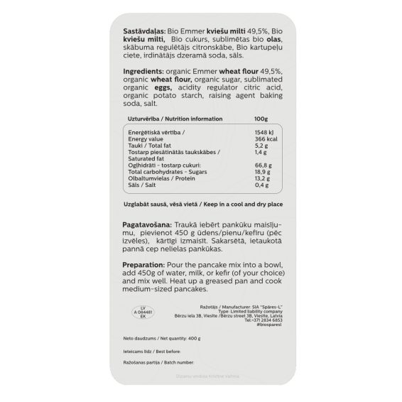 Organic Emmer Pancake Mix