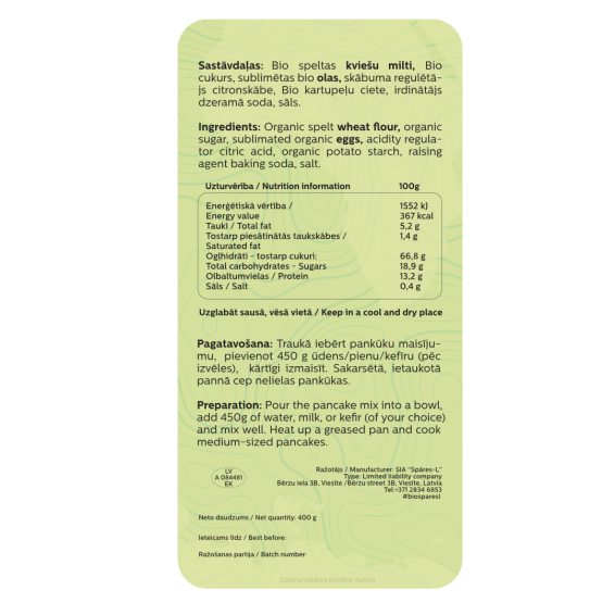 Organic Spelt Pancake Mix